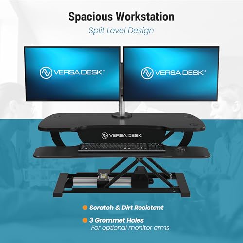 VERSADESK PowerPro™ 36 Inch Electric Standing Desk Converter, Height Adjustable Sit to Stand Up Desk Riser