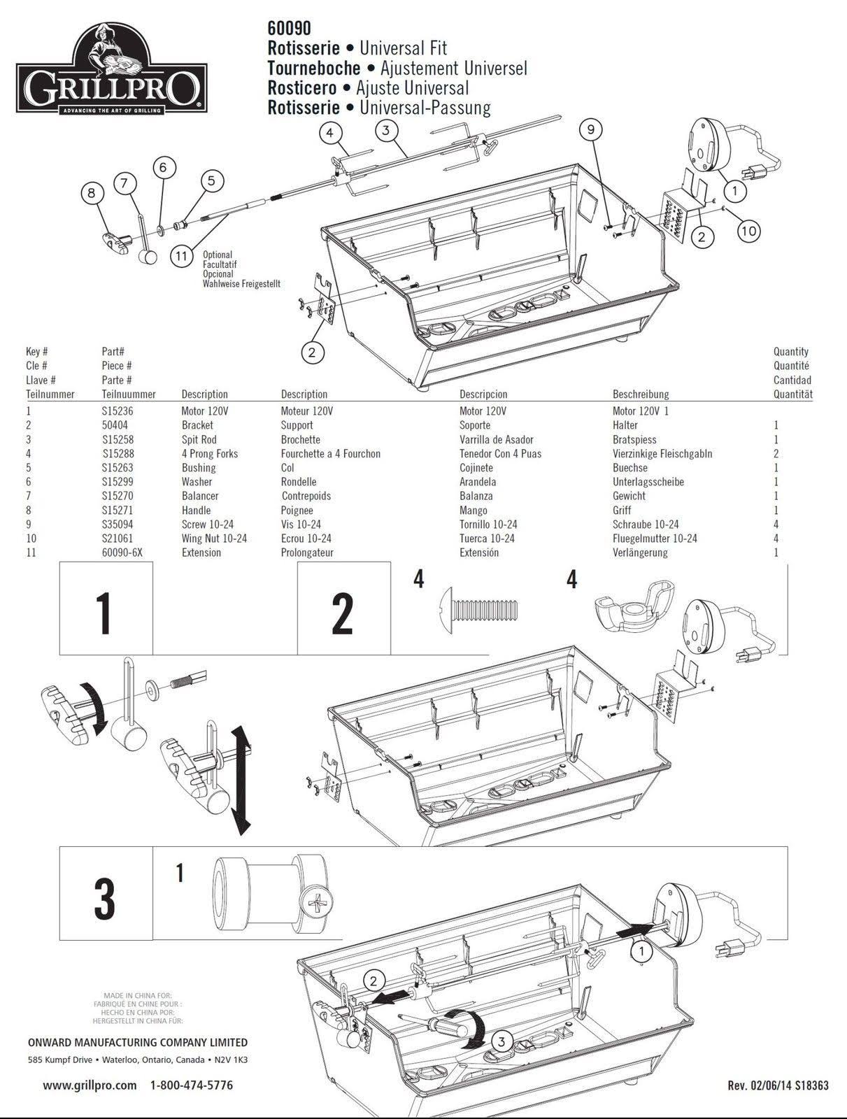 GrillPro 60090 Universal Heavy Duty Rotisserie Kit for Grills