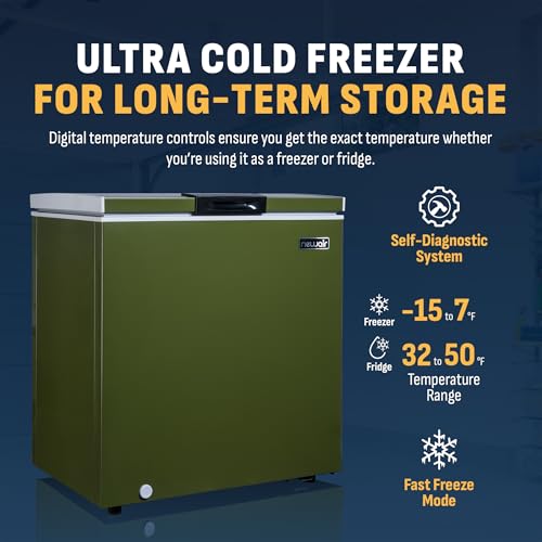 Newair 13.8 cu. ft. Upright Freezer, Fridge Freezer Convertible, Garage Ready Refrigerator, Frost Free Freezer with Door Alarm, Stand up Deep Freezer