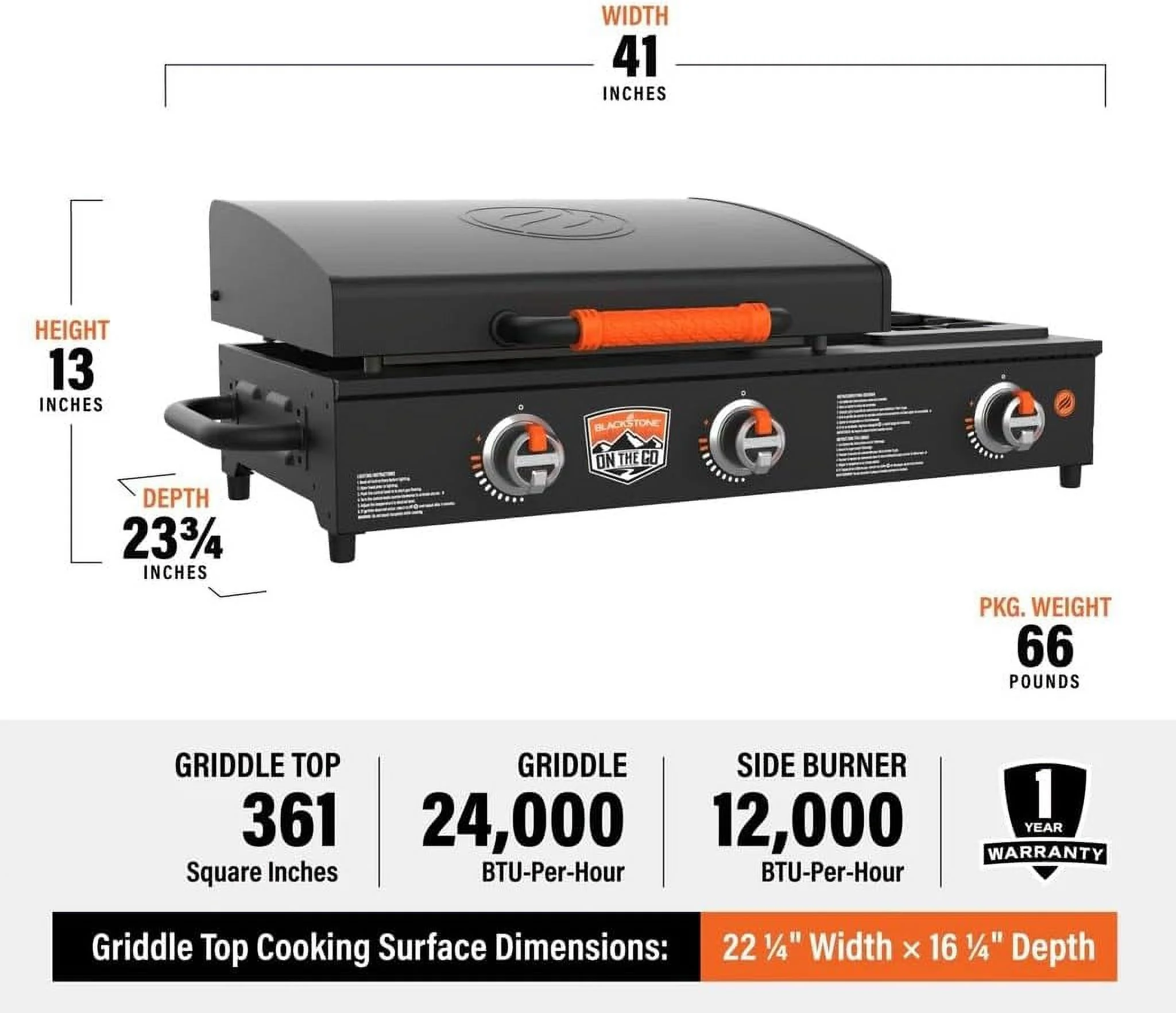 22 inch Blackstone Griddle with Hood and Side Burner