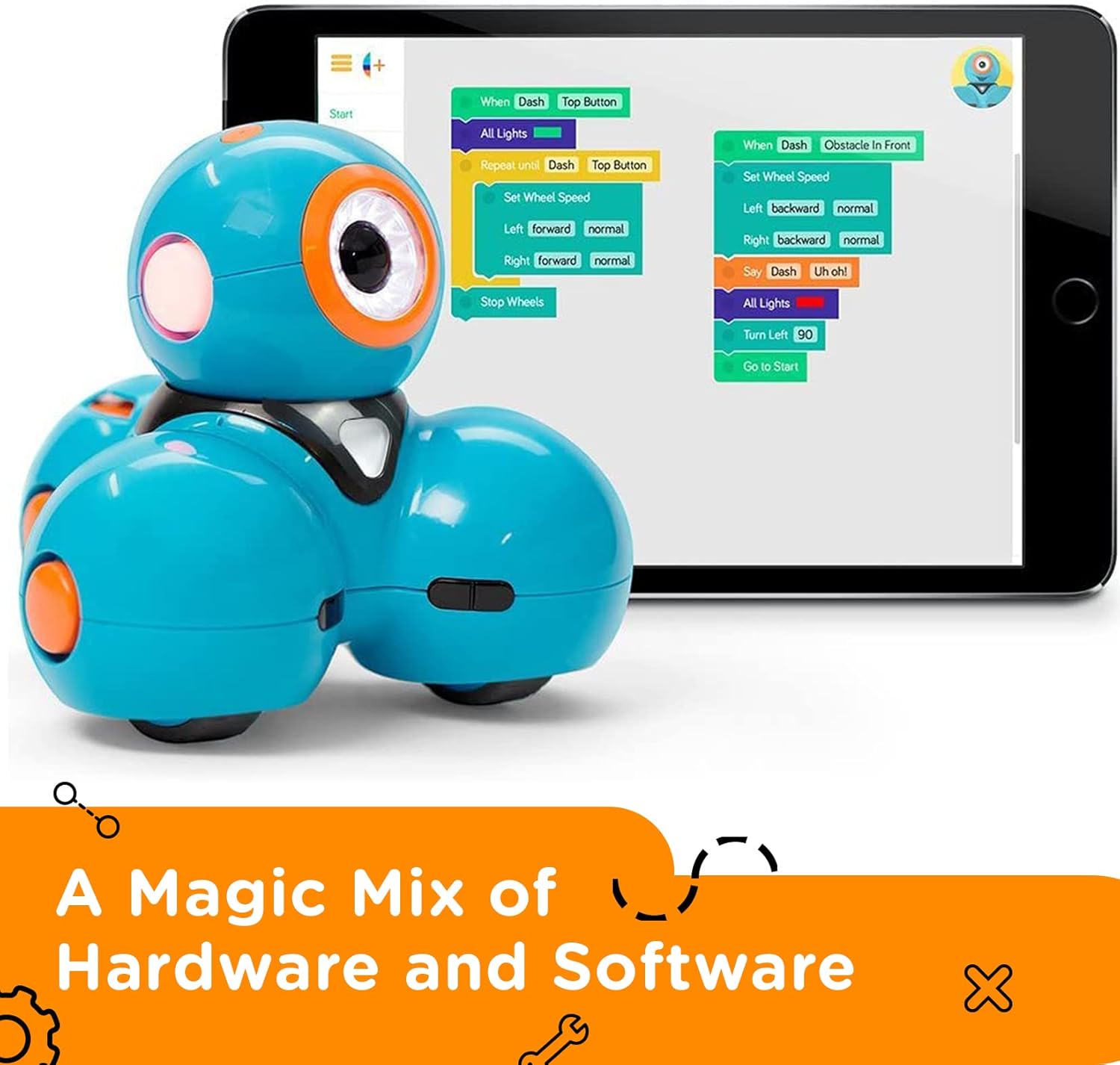 Wonder Workshop Dash – Coding Robot for Kids 6+ – Voice Activated – Navigates Objects – 5 Free Programming STEM Apps – Creating Confident Digital