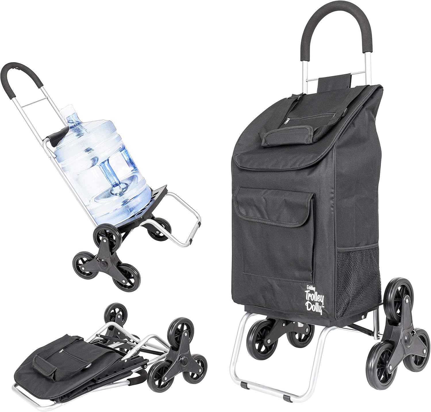 dbest products Stair Climber Trolley Dolly Folding Grocery Cart 3 Wheels Heavy Duty Shopping Hand Truck Made for Condos Apartments