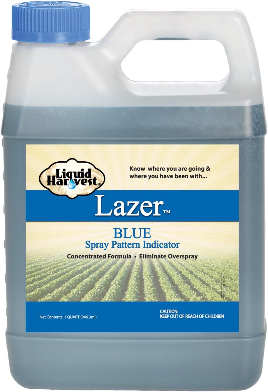 Liquid Harvest Lazer Blue - 32 Ounces - Concentrated Spray Pattern Indicator - Perfect Weed/ Fertilizer Marking Dye