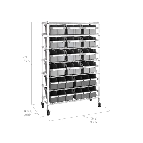 Seville Classics Heavy Duty NSF Bin Rack Solid Steel Wire Shelving Storage Unit, Patented Organizer for Garage, Warehouse, Office, Restaurant