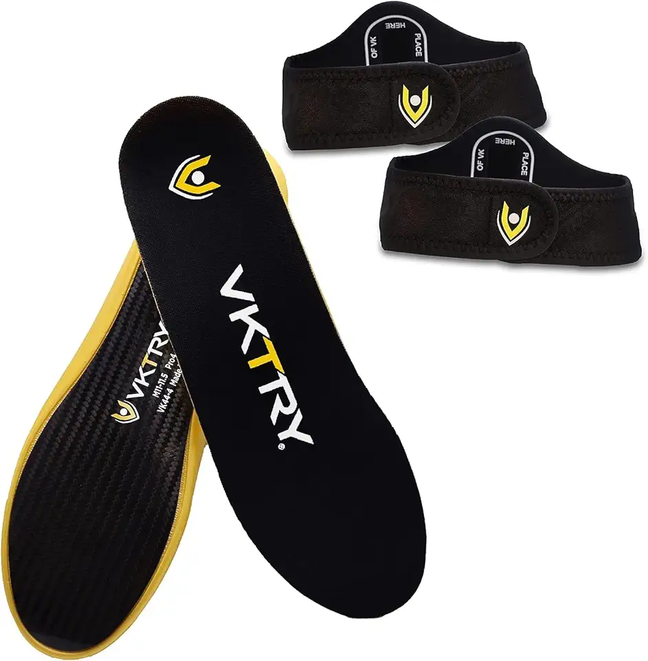 VKTRY Performance Insoles - Gold VKs Carbon Fiber Shock Absorbing Sport Shoe Insoles for Pro Running, Basketball, Athletics US: Men 10-10.5