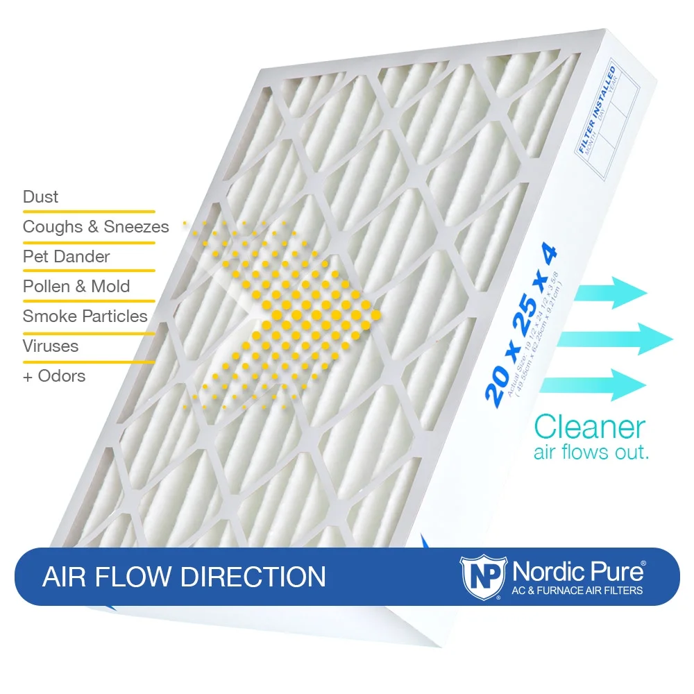 Nordic Pure 16x25x4 (3 5/8) Pleated Air Filters MERV 13 Plus Carbon 1 Pack