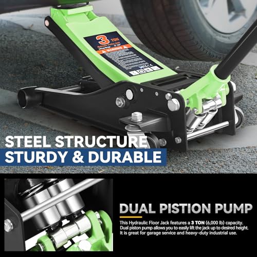 Auto Dynasty 4 Ton Low Profile Floor Jack, Heavy Duty Steel Hydraulic Car Jack with Dual Pistons Quick Lift Pump, Hydraulic Racing Floor Jack