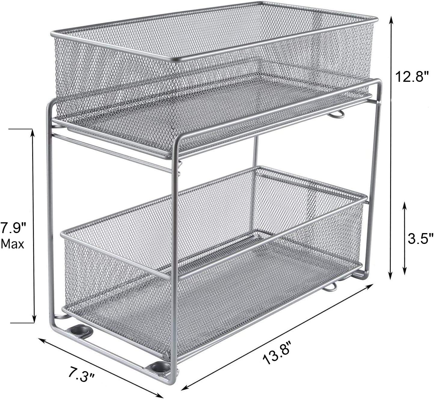 LaCyan Stackable Cabinet Organizer Pull Out Drawer for Kitchen Under Sink Storage,2 Tier