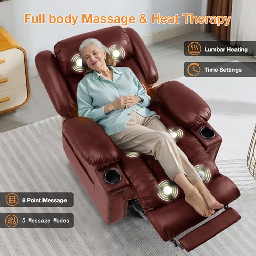 Triple Motor Large Power Lift Recliner Chair for Elderly with Heat and Massage, Lay Flat Lift Chairs for Seniors Infinite Position, Extended Footrest