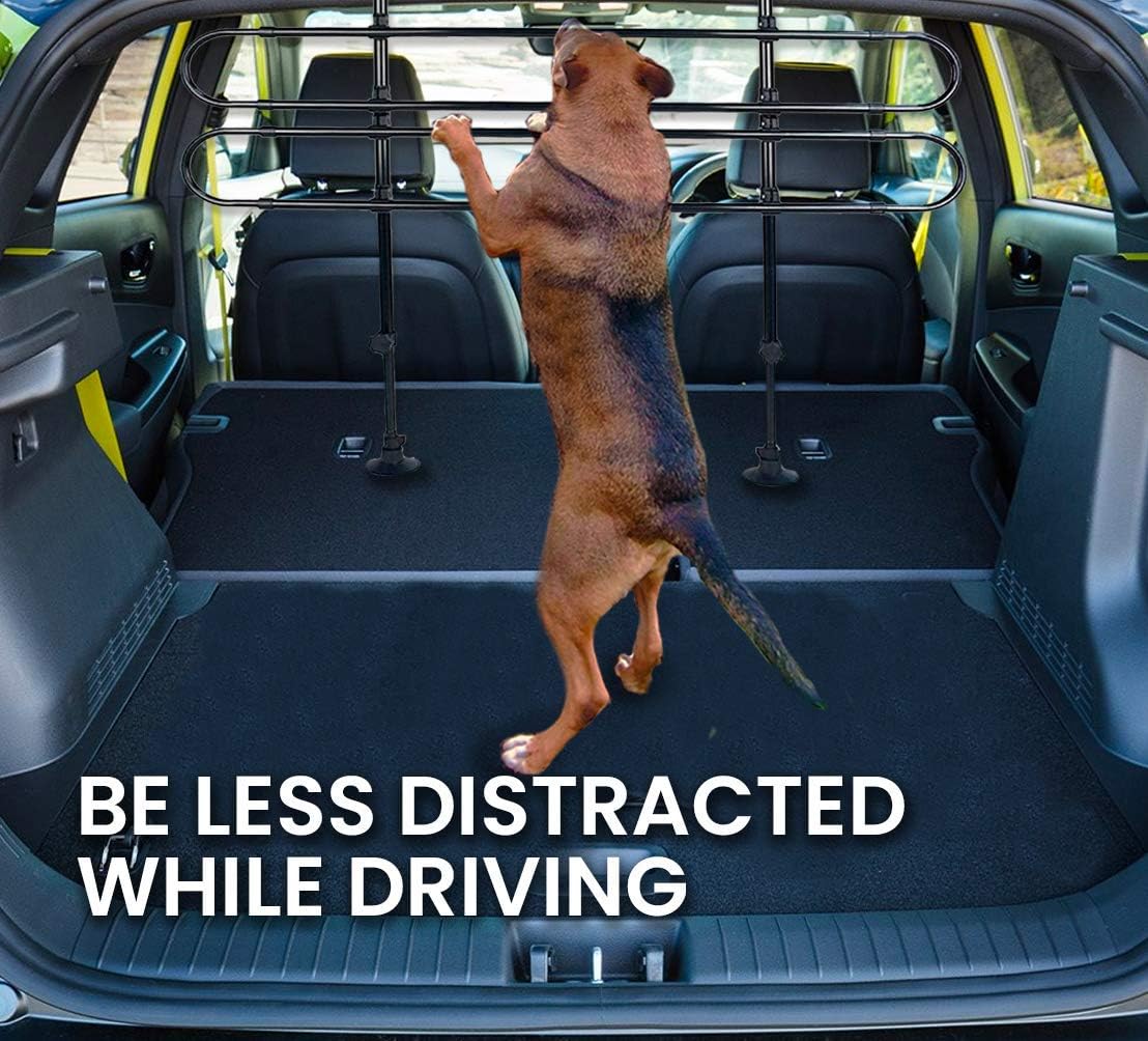 Zento Deals Metal Dog Barrier - Adjustable and Universal for Cars - Easy Install Dog Car Gate