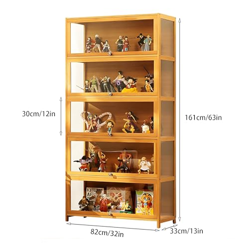 68” Curio Display Cabinet, 5 Tier Storage Cabinet with Acrylic Glass Door, Collectibles Toy Organizers Rack & Display Shelf