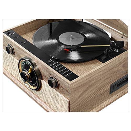 Victrola Brookline Style 6-in-1 Bluetooth Record Player & Multimedia Center with Built-in Speakers - 3-Speed Turntable, CD & Cassette Player