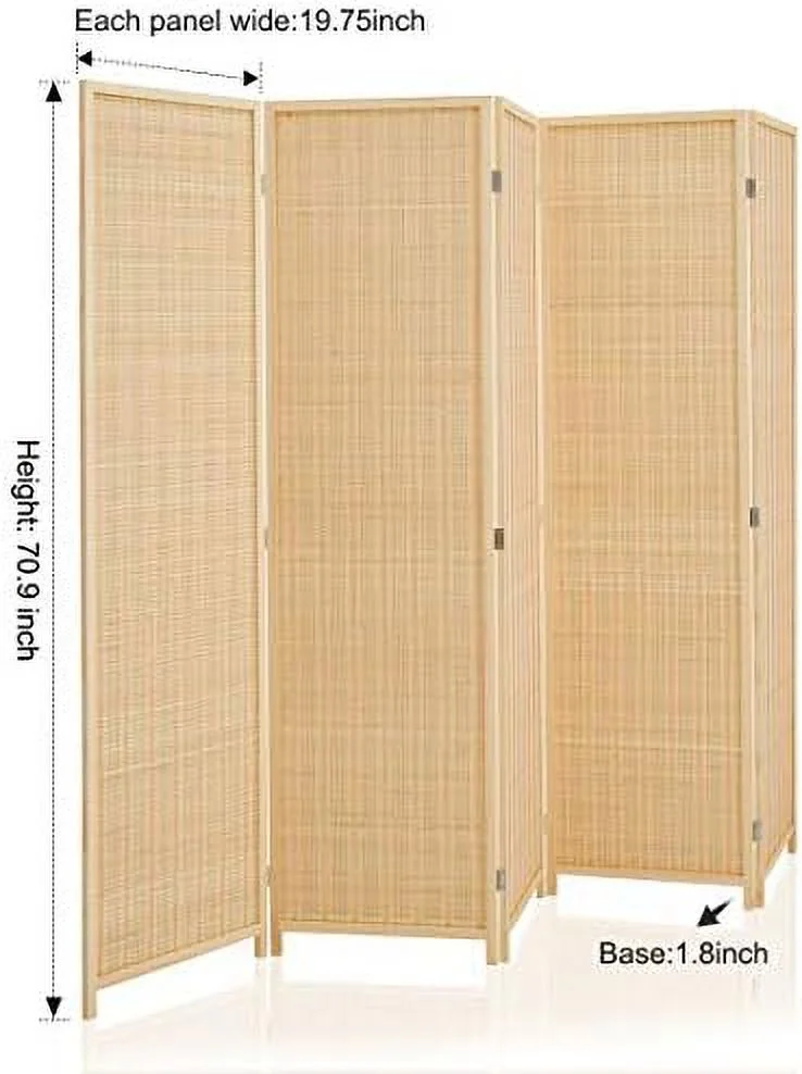 JYHOME Room Divider Privacy Screen with Natural  4-Panel 5-Panel 6-Panel Folding Privacy Screens Freestanding Room Divider - Curated Treasures Market