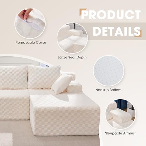 Modular Sectional Sofa Couches L-Shape Couch 3 Seat Modular Sofa Memory Foam Sectional Couches for Living Room