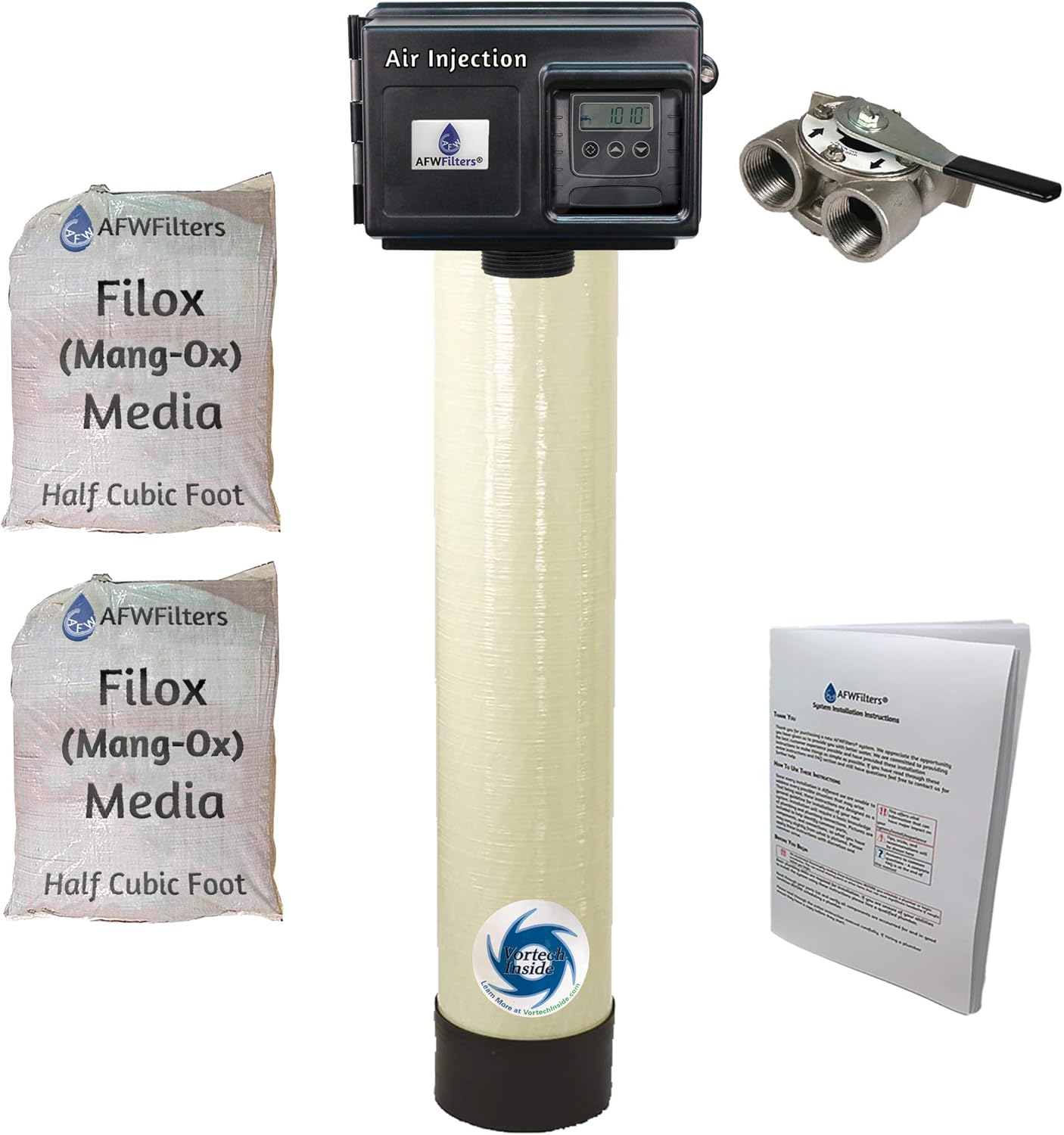 AFW Filters Air Injection Platinum 10 with Fleck 2510SXT Vortech Tank and 3/4" Bypass - AIP10V-25SXT-34