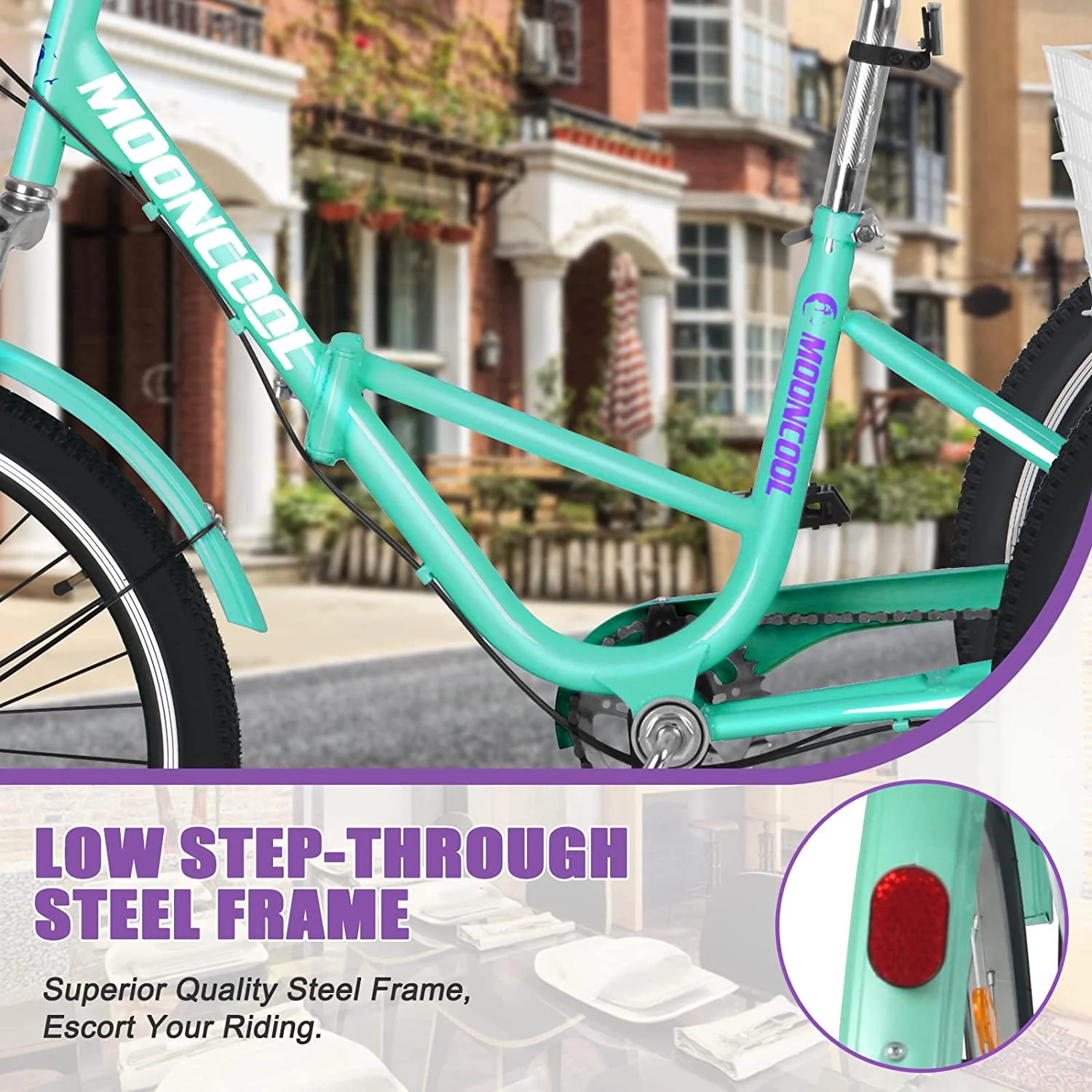 MOONCOOL Adult Folding Tricycle for Adults, 7 Speed 20/24/26 inch 3 Wheels Bikes with Basket, Foldable Tricycle for Adults, Women, Men, Seniors