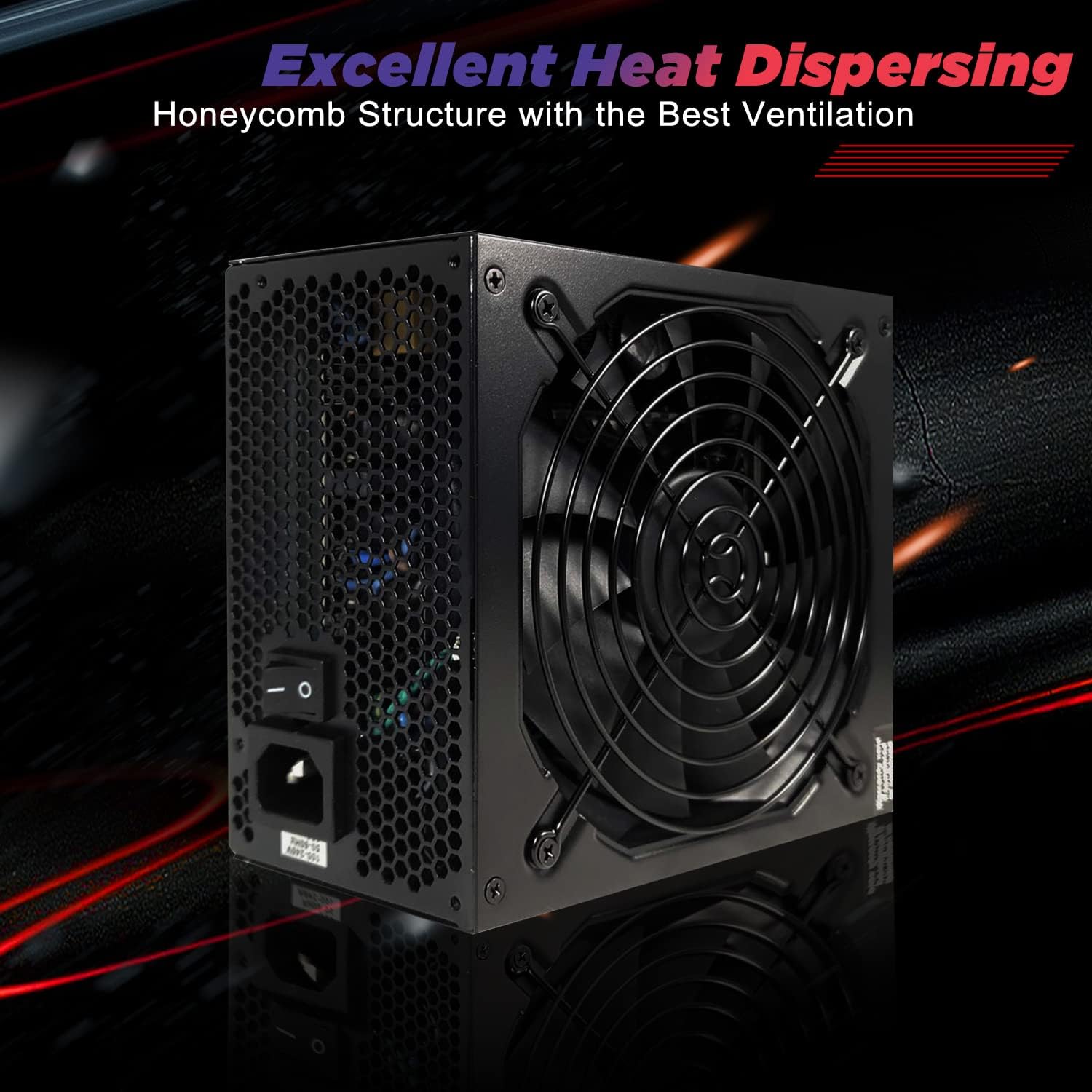 PowerSpec 650W Power Supply 80 Plus Bronze Certified Fixed Cable Non-Modular ATX PSU Active PFC SLI Crossfire Ready Gaming PC Computer Switching