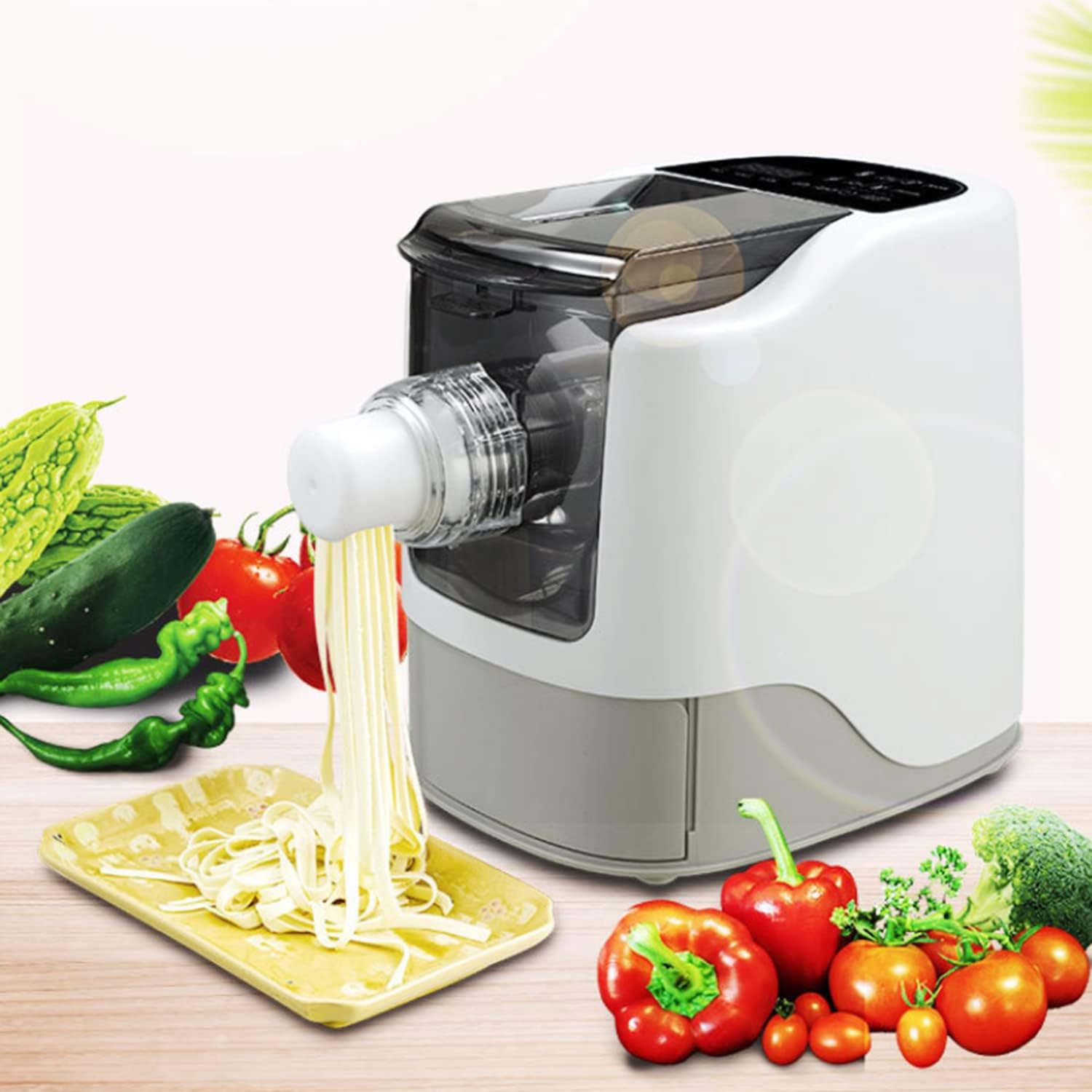 YILEFU Intelligent Fully Automatic Electric Home Pasta Machine Noodle Pasta Maker Making Machine Pasta Extruder 260W with 13 Noodle Molds Saves Time