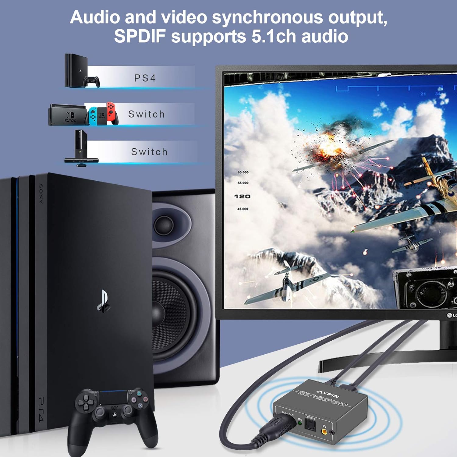 4K@60Hz HDMI Video Audio Extractor Splitter