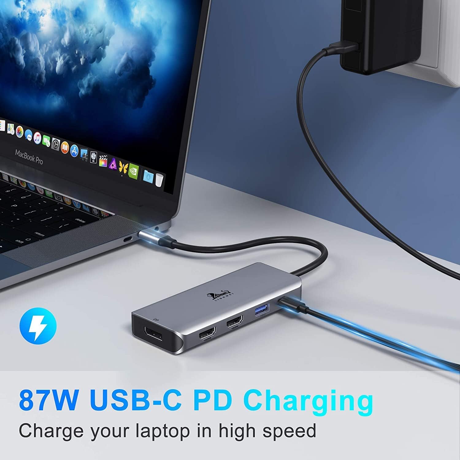 Docking Station Dual Monitor, 9-in-1 Triple Display USB C to Dual HDMI Adapter with DisplayPort, 87W PD, 3 USB, SD/TF Card Reader