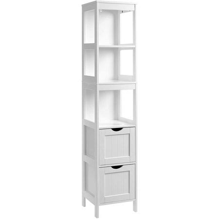Kanstar 53x22 Bathroom Tall Cabinet, Linen Tower, Floor Storage Cupboard, with 2 Drawers and 3 Open Shelves