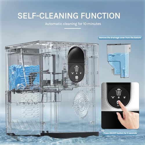 AGLUCKY Countertop Nuggte Ice Maker,Pebble Ice Maker with Self-Cleaning,45lbs/24H,Soft Chewable Ice,One-Click Operation