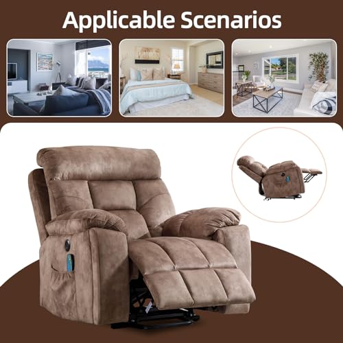 CANMOV Large Power Lift Recliner Chair with Massage and Heat for Elderly Big and Tall People, Overstuffed Wide Recliners with 2 Cup Holders