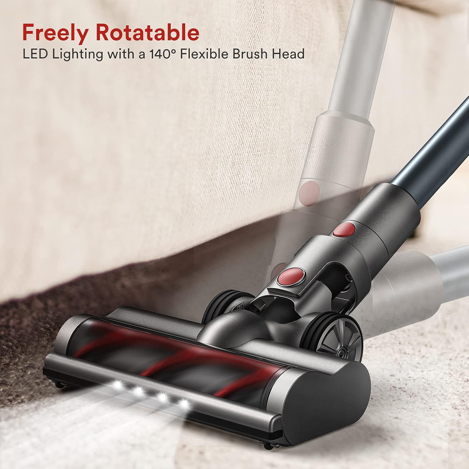 YTE Cordless Vacuum Cleaner, 6 in 1 Lightweight Handheld Vacuum with Powerful Suction, Rechargeable Battery Up to 45 Mins Runtime