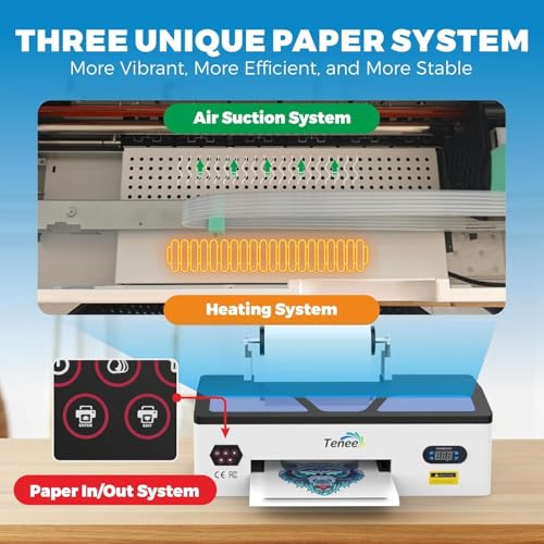 A3 DTF Printer with Roll Feeder - High Transfer Rate Transfer Printer for Faster DTF Printing on Dark and Light Fabrics. Includes Software, Powder