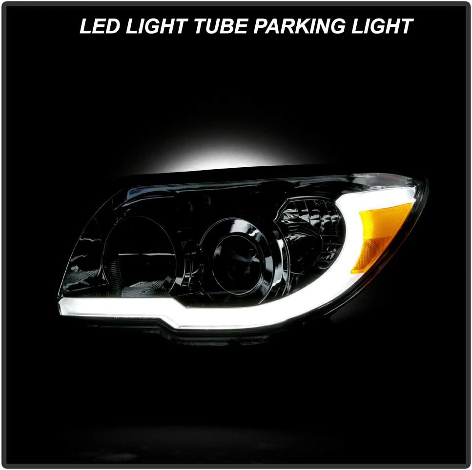 ACANII - For 2006-2009 Toyota 4Runner Chrome Housing LED Tube Upgrade Projector Headlights Headlamps Driver & Passenger