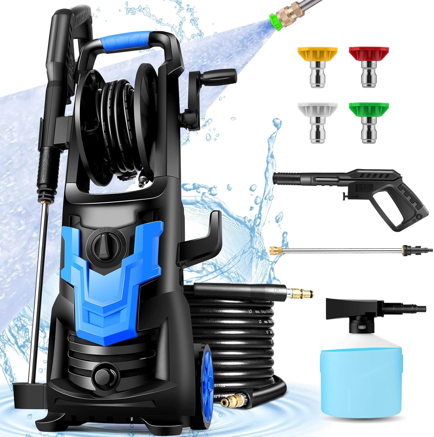 WHOLESUN Pressure Washer, 3000PSI Electric Power Washer, 1900W 2.6 GPM High Pressure Washer, Professional Washer Cleaner, with 4 Nozzles and Hose