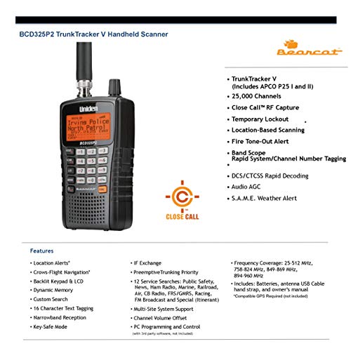 Uniden BCD325P2 Handheld TrunkTracker V Scanner. 25