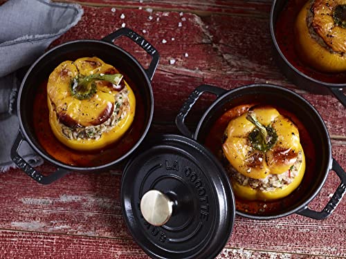 STAUB Cast Iron Dutch Oven 5.5-qt Round Cocotte, Made in France, Serves 5-6, Black Matte