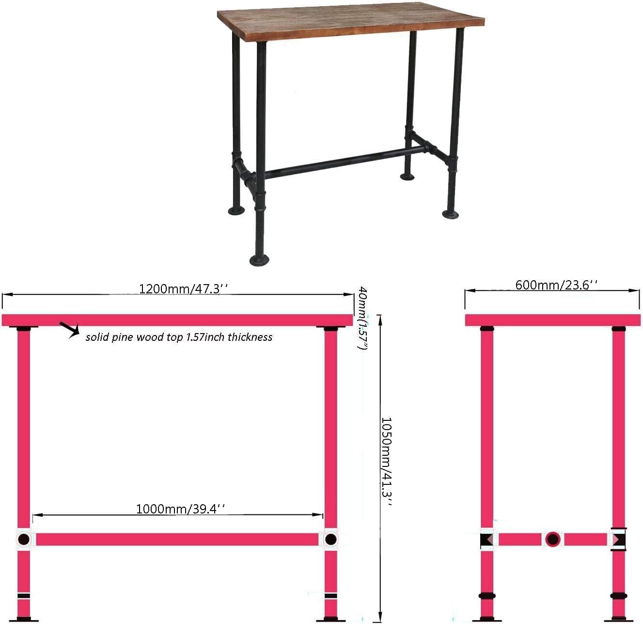 Industrial Pipe Design Bar Table(41.3inch H) and Set of 4 Vintage Bar Stools 26-32inch Height Adjustable Home Kitchen Bar Set for Office Coffee House