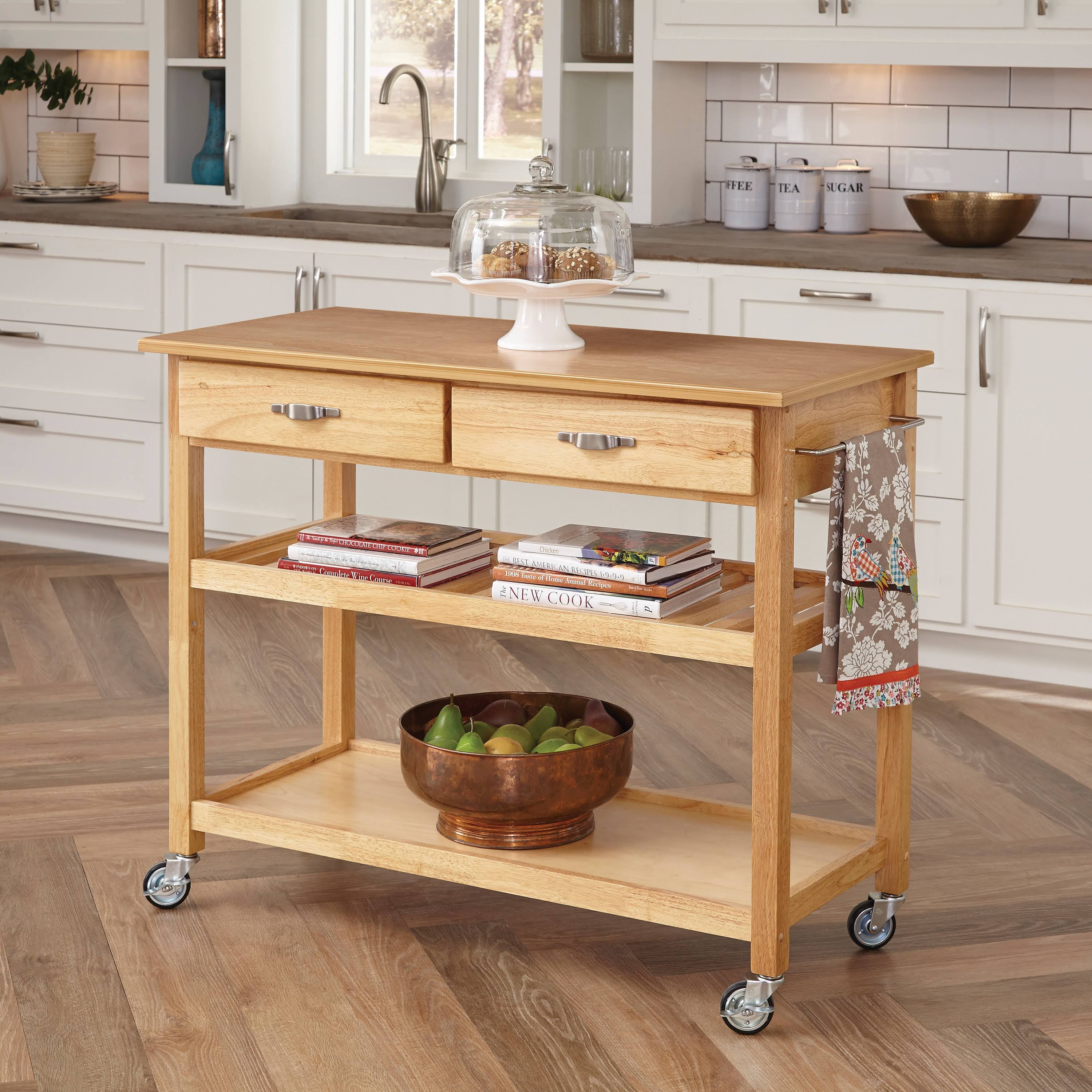Home Styles Furniture Solid Wood Top Kitchen Cart in Natural