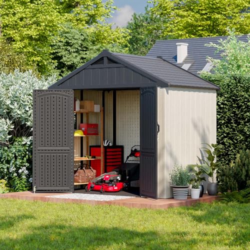 Patiowell 6x4 FT Plastic Outdoor Storage Shed, Resin Shed Perfect to Store Patio Furniture, GardenTools Bike Accessories, Beach Chairs and Lawn Mower