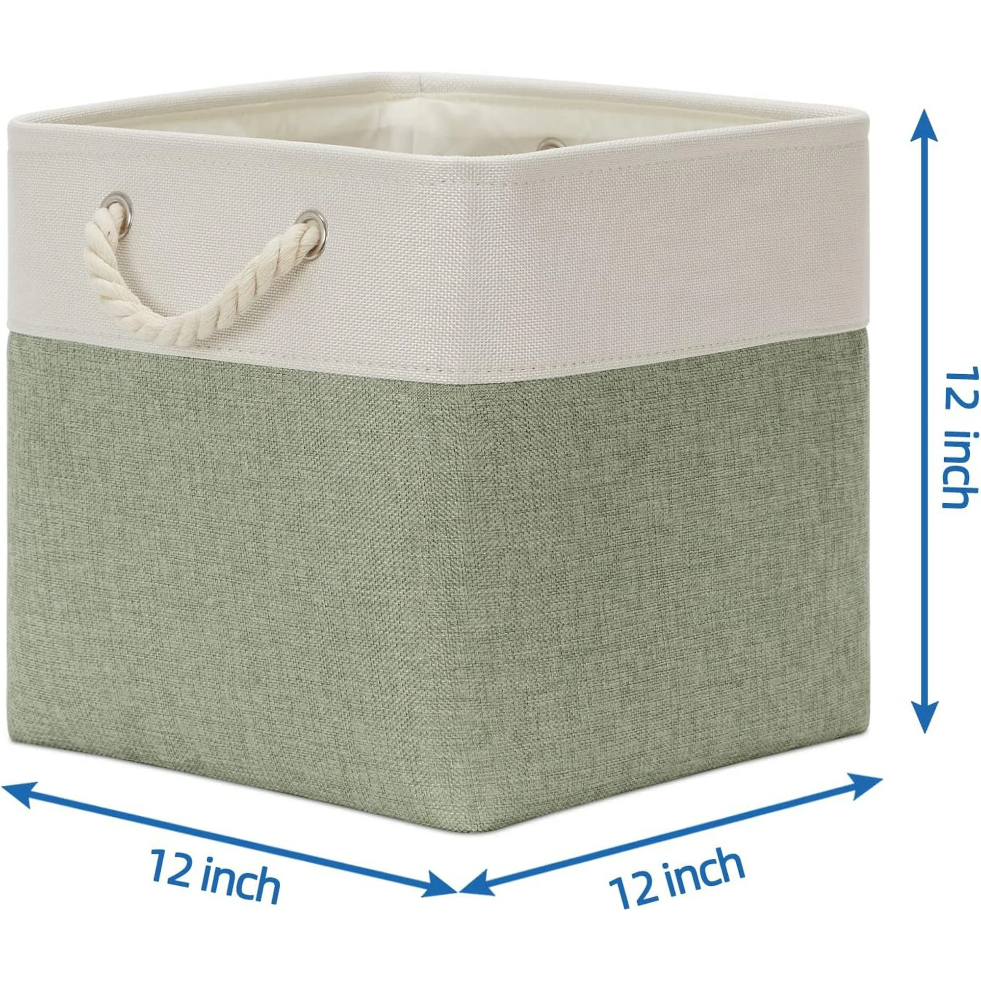 Fabric Storage Baskets 4Pack Storage Bins Decorative Basket for Gift, Clothes Bin with Rope Handle, Rectangle Baskets for Storage, Blankets(White&amp