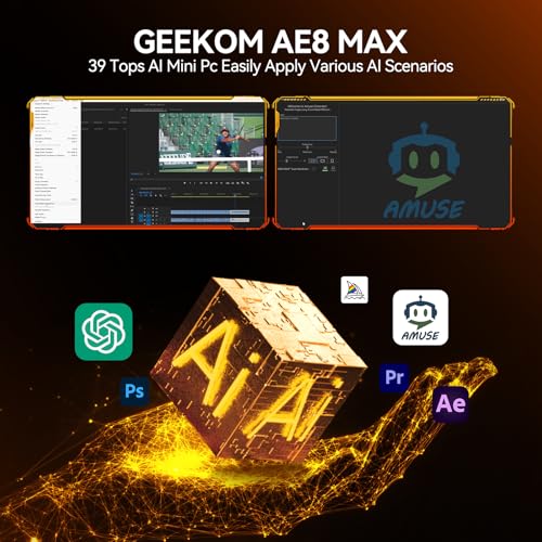 GEEKOM AE8 Max Mini Desktop Computer, AMD Ryzen7 8745HS(8C/16T,up to 4.9GHz),32GB DDR5 RAM & 1TB SSD