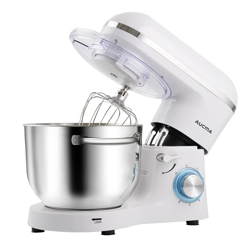 Aucma Stand Mixer,6.5-QT 660W 6-Speed Tilt-Head Food Mixer, Kitchen Electric Mixer with Dough Hook, Wire Whip & Beater (6.5QT, Black)
