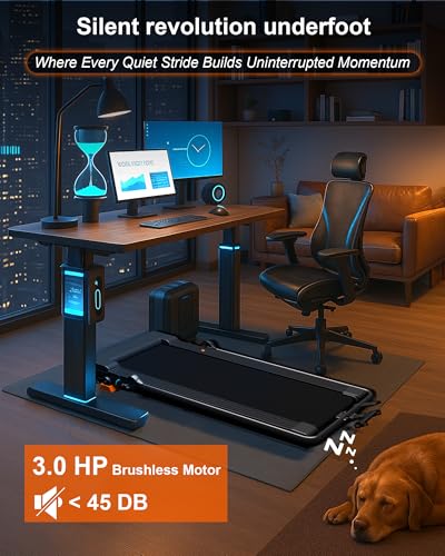 Lichico Walking Pad Under Desk Treadmill，Portable Small Treadmills for Home and Office，Super Quiet Brushless Motorized Walking Jogging Running