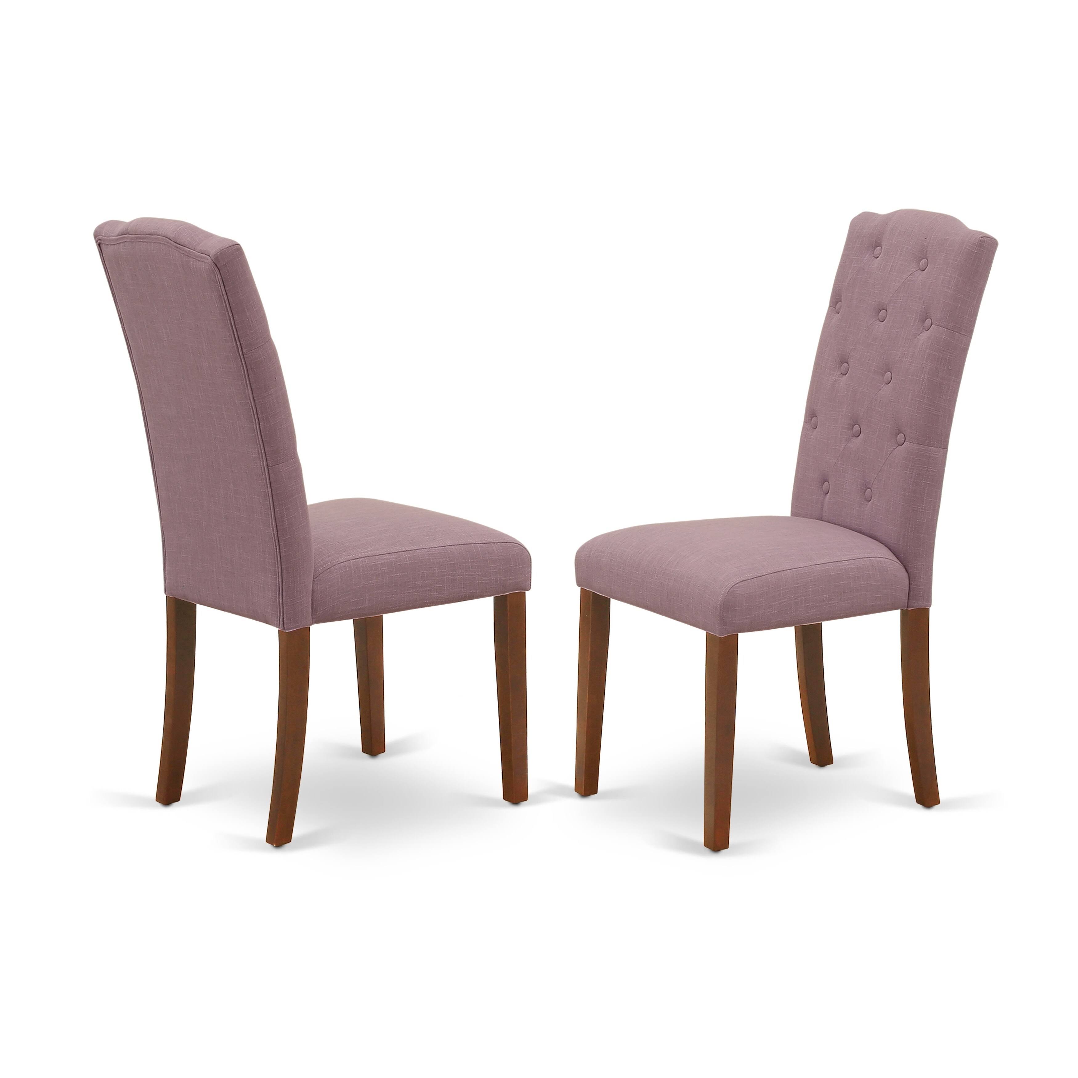 East West Furniture Hlce5-mah-10 5pc Dining Set Includes A Round Dinette Table and Four Parson Chairs with Dahlia Fabric, Mahoga