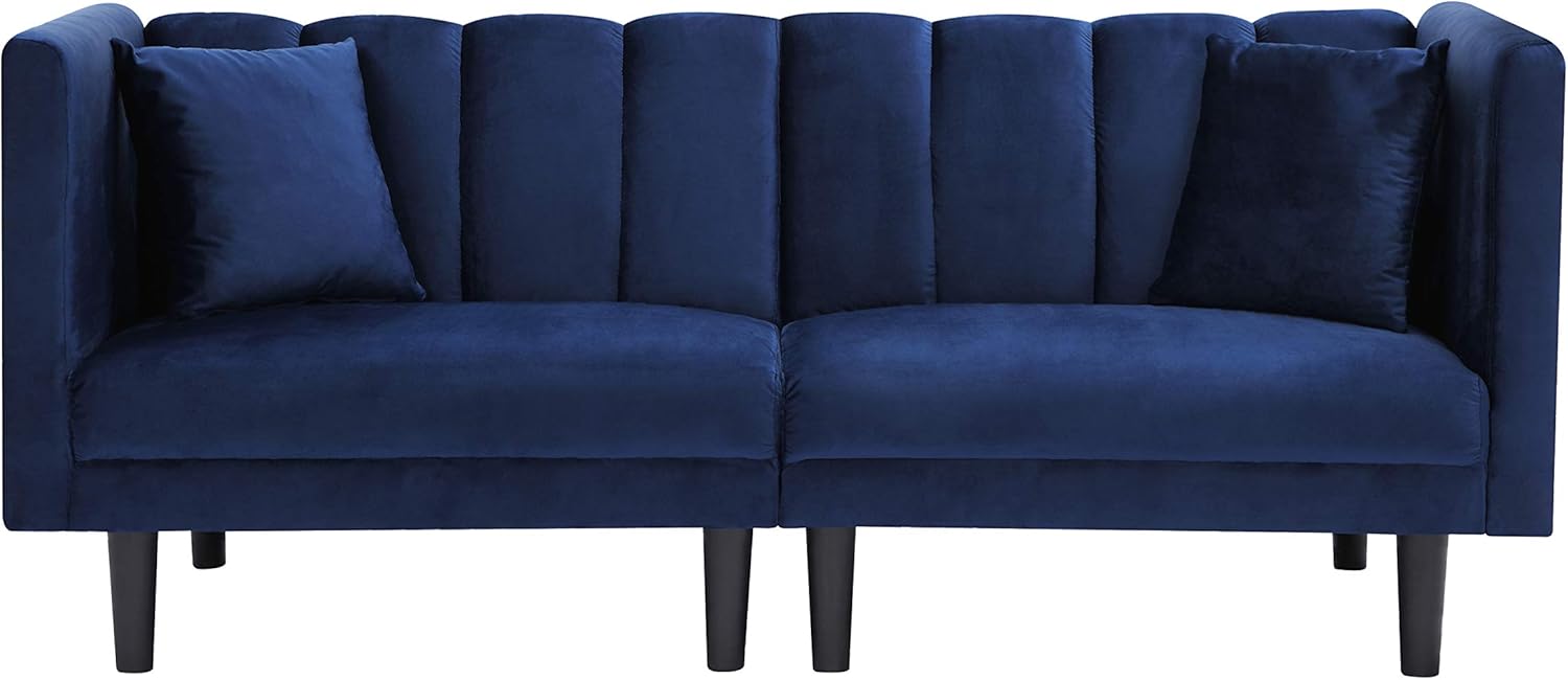 73.2" Tufted Split Back Futon Bed, Velvet Upholstered Convertible Loveseat Sleeper Armrest