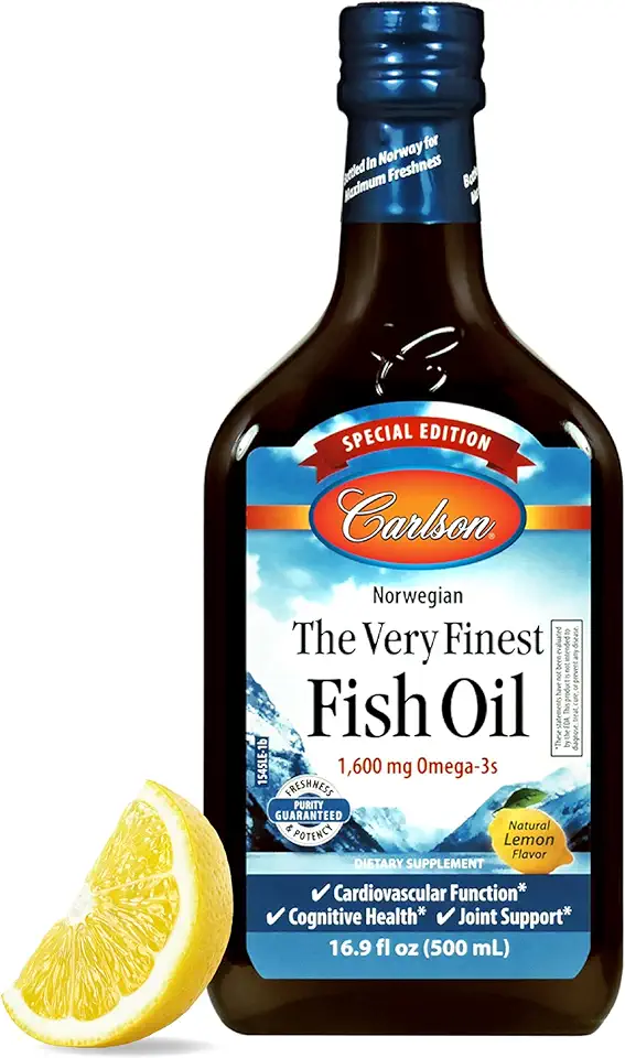 Carlson - The Very Finest Fish Oil, Special Edition, 1600 mg Omega-3s, Liquid Supplement, Norwegian Fish Oil, Wild-Caught, Sustainably Sourced Liquid