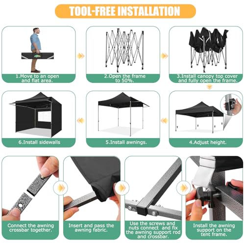 COBIZI 10x10 Pop Up Canopy Tent with Awning