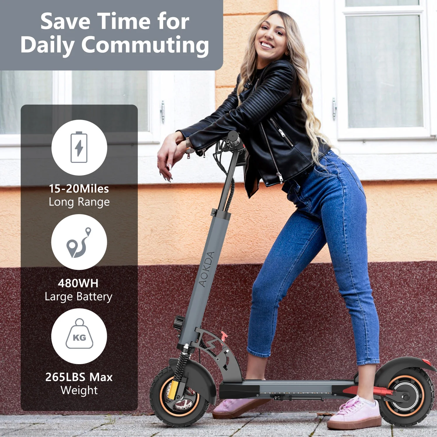 iENYRID Electric Scooter for Adults up to 26 Miles Long Range, 500W 3 Speeds Foldable Commute E-Scooter up to 28mph