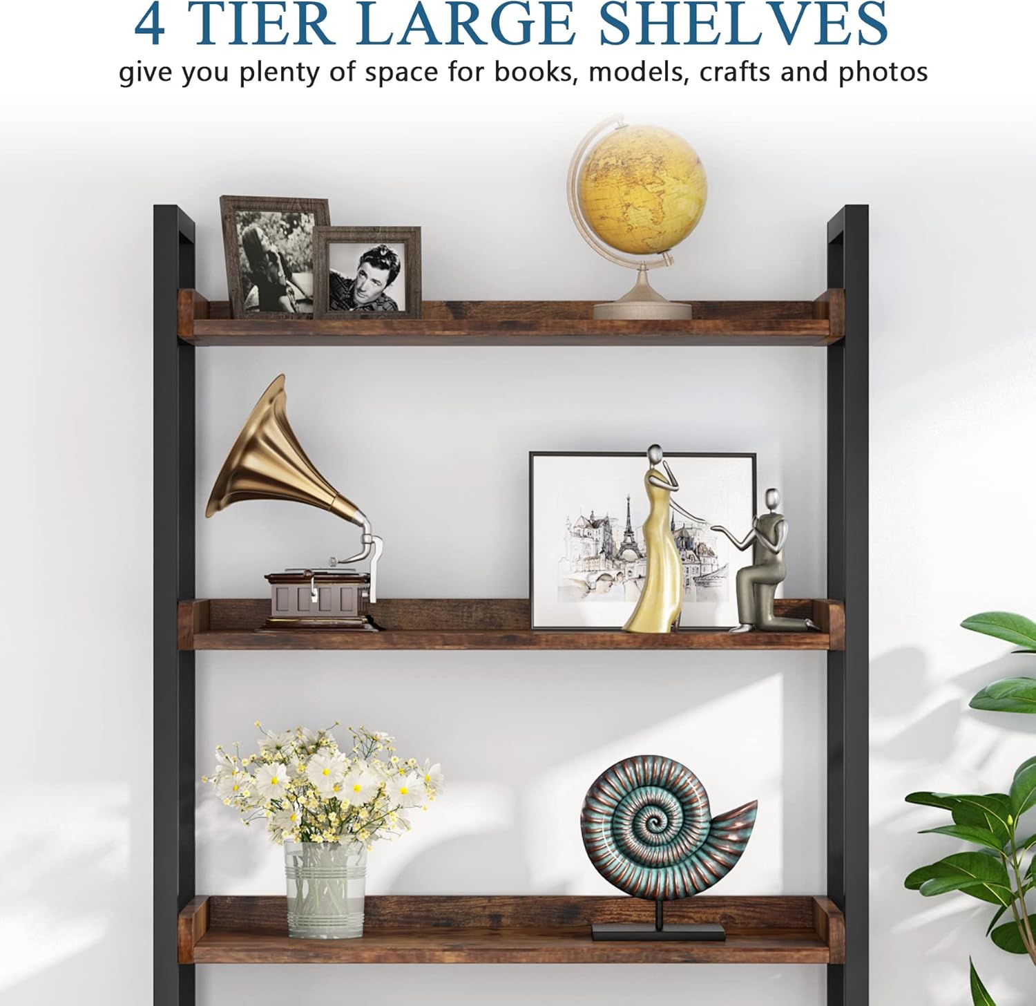 Tribesigns Industrial Bookshelves and Bookcase with 2 Storage Cabinets