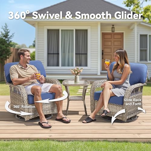 7 Pieces Outdoor Furniture Set with Swivel Chairs