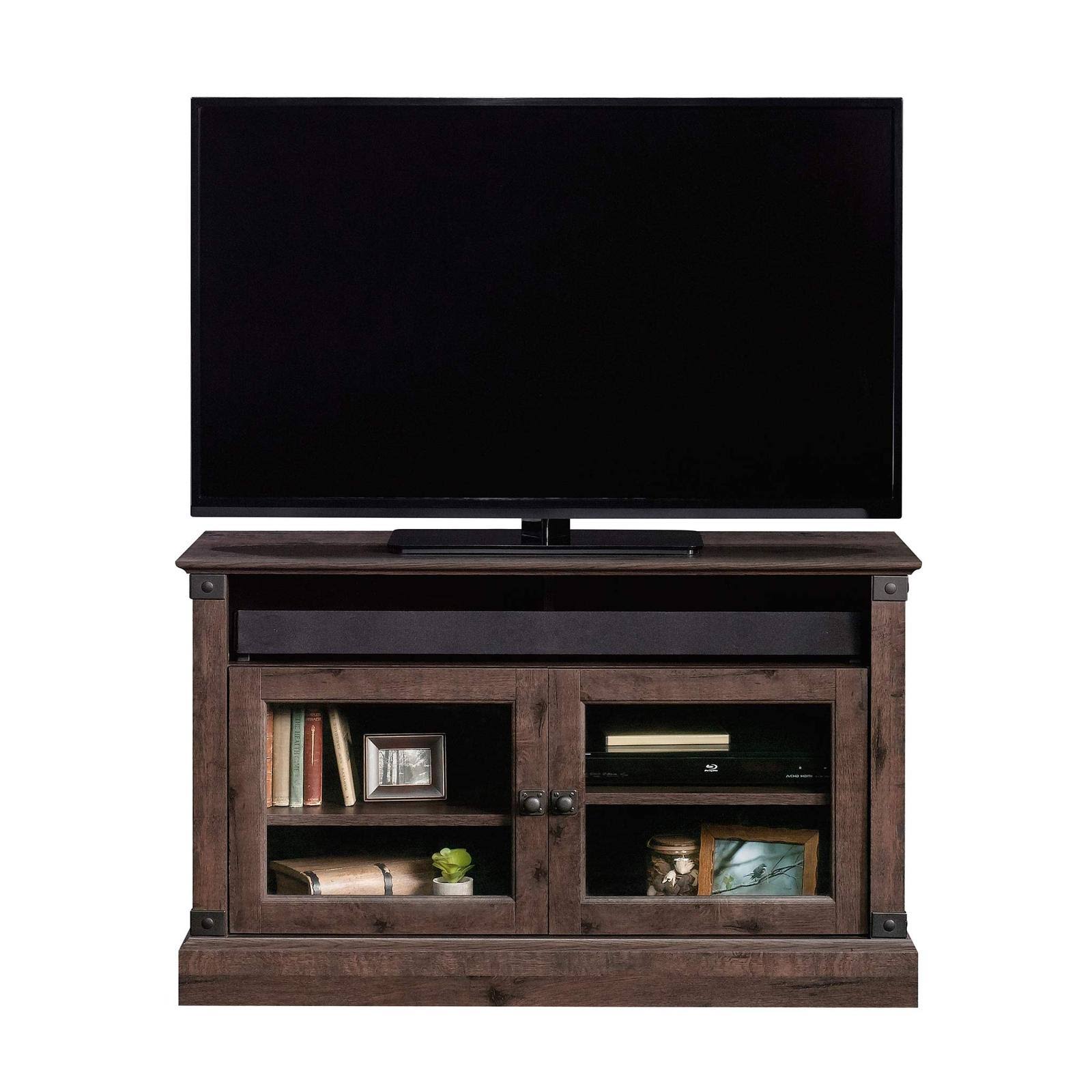 Sauder Carson Forge Panel TV Stand, Coffee Oak