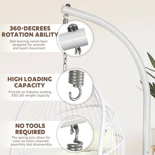 Chihee Egg Chair Foldable Wicker Rattan Hanging Chair Swing Chair Indoor Outdoor Patio Wicker Chair Hammock Chair with Stainless Steel Hanging Kit