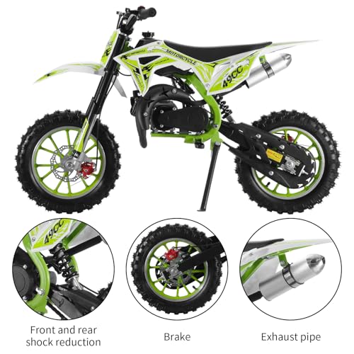 Mini Dirt Bike, 50 CC Gas Powered Mini Bike 2 Stroke, Off Road Motorcycle for Kids and Adult, Kids Dirt Bike with Front & Rear Disc Brakes